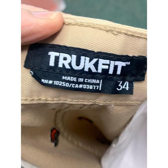 TRUKFIT khaki Chino flat front Embroidered all over pants 34 x 32 100% cotton - Picture 6 of 10